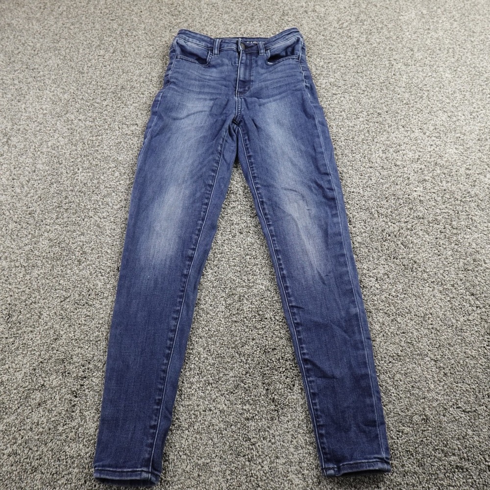 American Eagle Jeans Womens 2 Dark Blue Denim Pants Hi Rise Jegging Stretch Flex